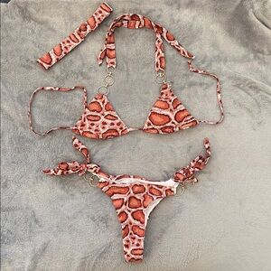 Burnt orange snake print Bikini Set